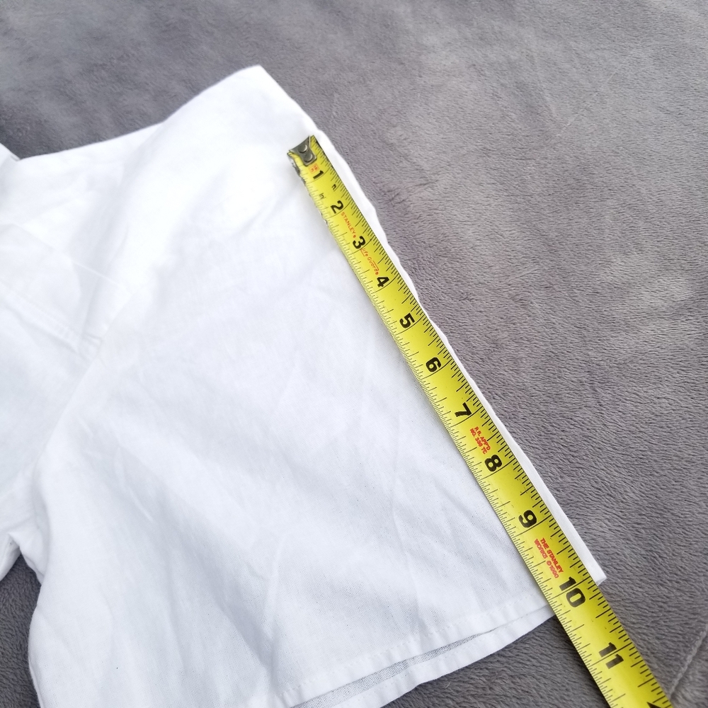 Saks Fifth Avenue Linen Shirt Women's XL White Top Blouse Cottage Beachy Summer - Picture 9 of 10